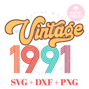 Vintage 1991 svg | 1991 svg | Vintage Birthday svg | Adult Birthday Shirt svg | Birthday svg