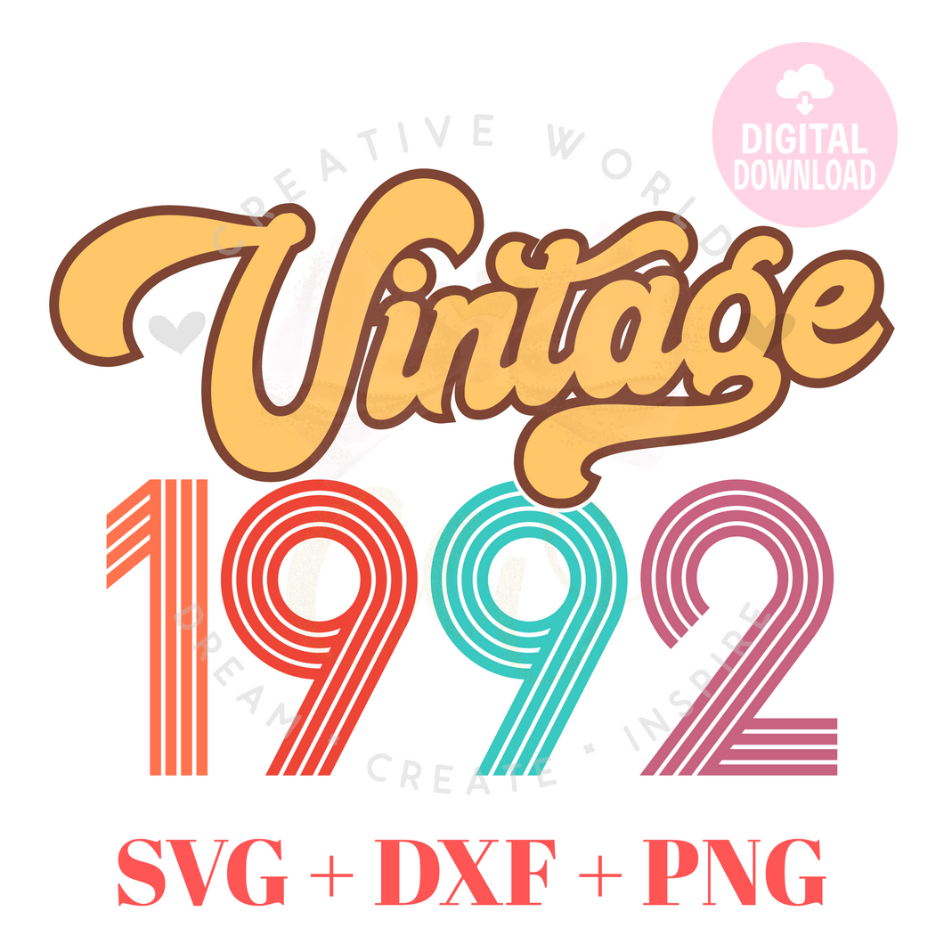 Vintage 1992 svg | 1992 svg | Vintage Birthday svg | Adult Birthday Shirt svg | Birthday svg