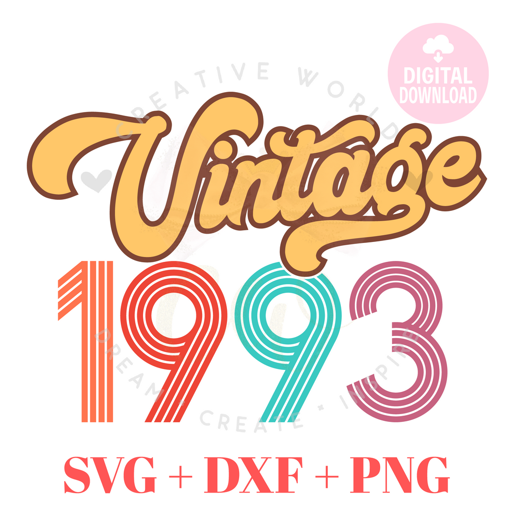 Vintage 1993 svg | 1993 svg | Vintage Birthday svg | Adult Birthday Shirt svg | Birthday svg