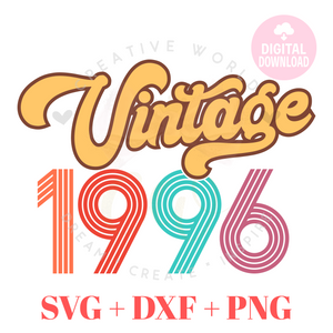 Vintage 1996 svg | 1996 svg | Vintage Birthday svg | Adult Birthday Shirt svg | Birthday svg