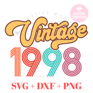 Vintage 1998 svg | 1998 svg | Vintage Birthday svg | Adult Birthday Shirt svg | Birthday svg