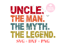 Load image into Gallery viewer, Uncle The Man The Myth The Legend svg | Vintage | Distressed
