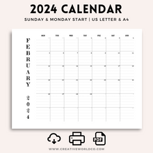 Load image into Gallery viewer, Minimalist 2024 Yearly Calendar | CWCA016
