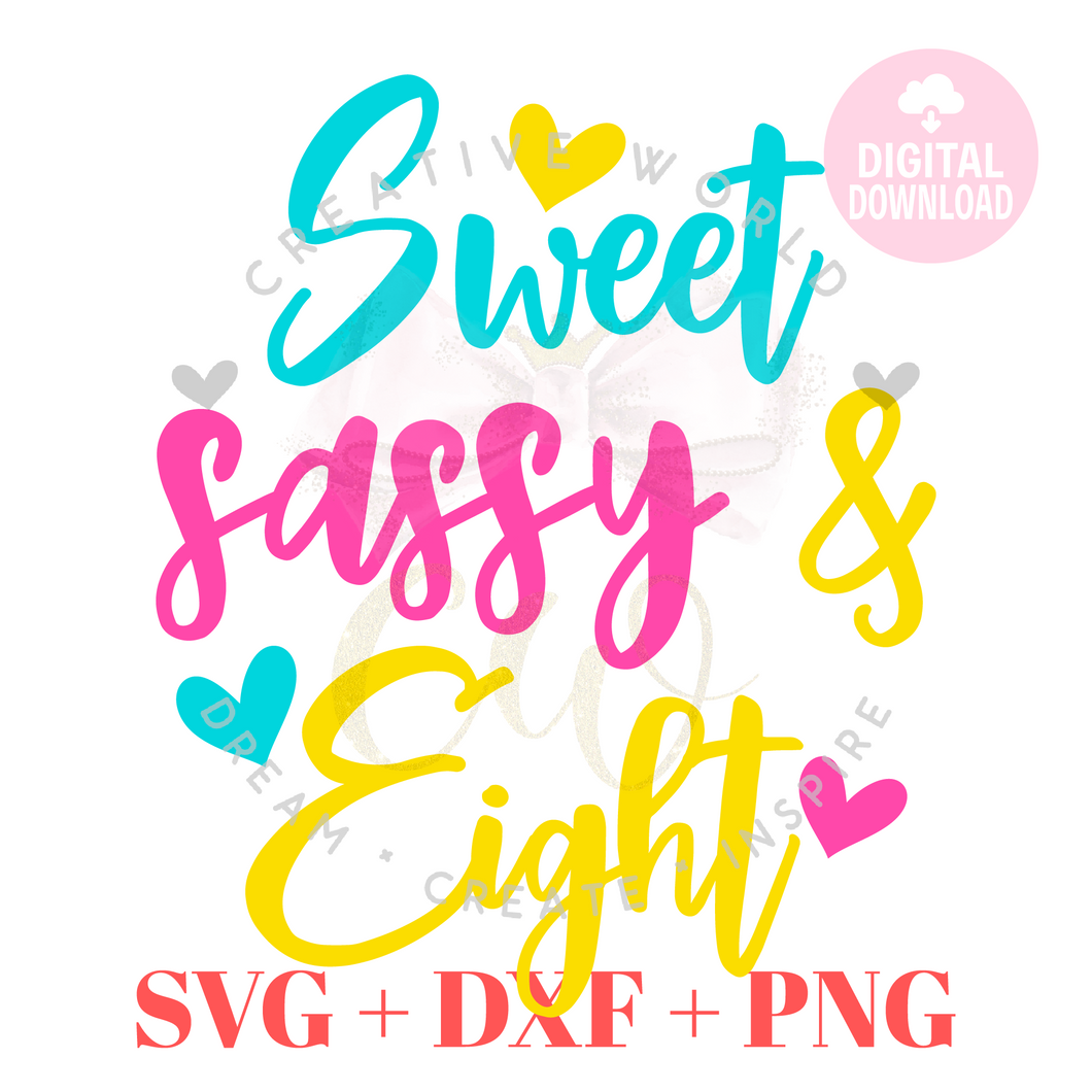 Sweet, Sassy & Eight svg | Eight Birthday svg