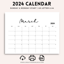 Load image into Gallery viewer, Minimalist 2024 Yearly Calendar | CWCA006
