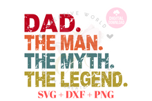 Load image into Gallery viewer, Dad The Man The Myth The Legend svg | Vintage | Distressed
