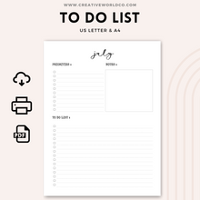 Load image into Gallery viewer, Monthly To-Do List Printable Planner | Organize Your Tasks and Goals | CWCA022
