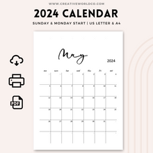 Load image into Gallery viewer, Minimalist 2024 Yearly Calendar | CWCA005
