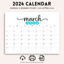 Load image into Gallery viewer, Minimalist 2024 Yearly Calendar | CWCA019
