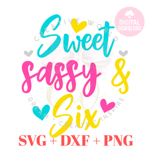 Sweet, Sassy & Six svg | Six Birthday svg