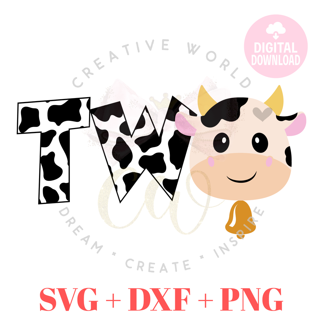 Two | Cow Two Birthday SVG | Cow Boy 2nd Birthday SVG