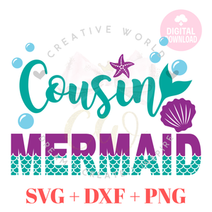 Cousin Mermaid SVG |  Mermaid Birthday SVG