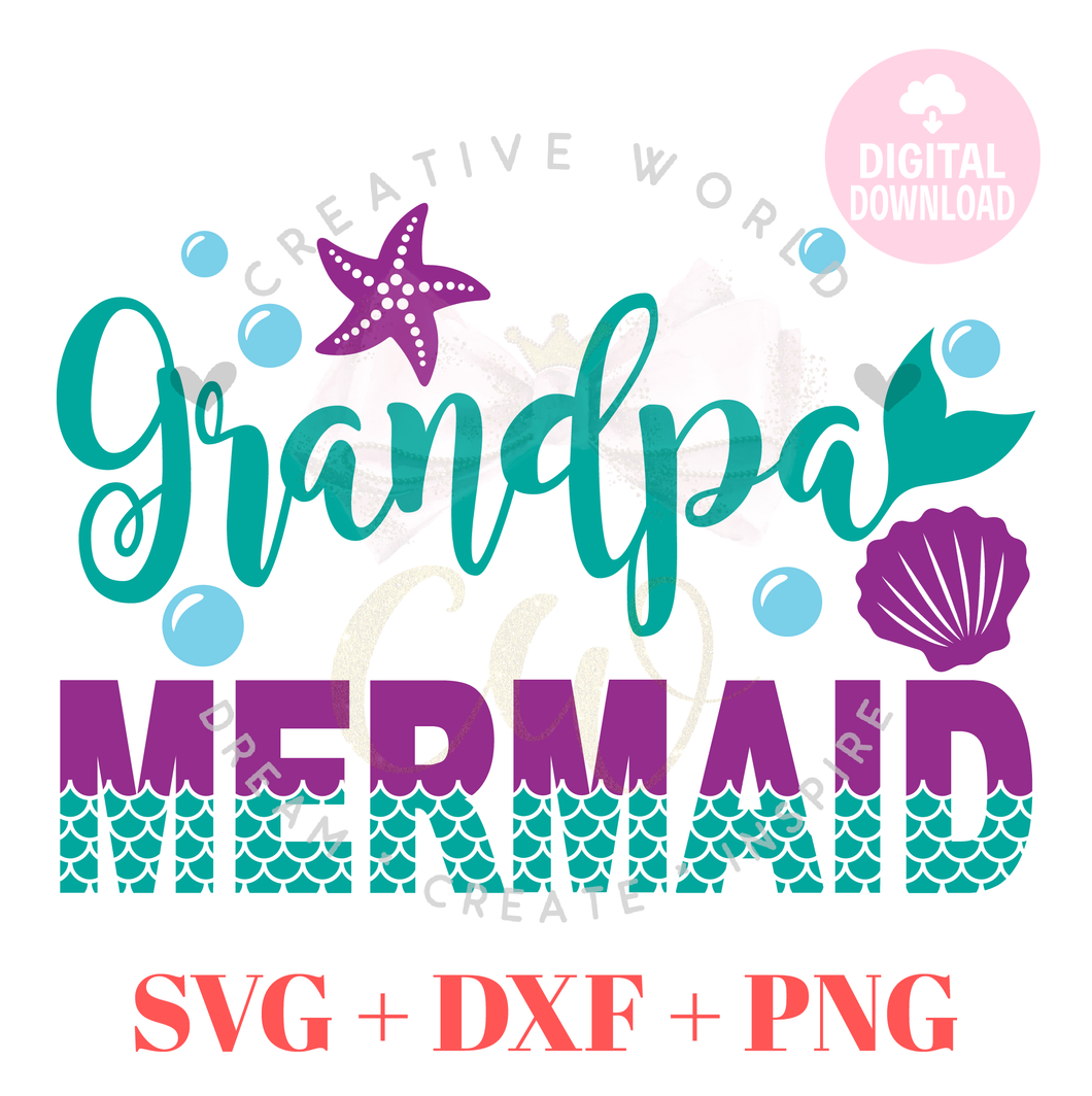 Grandpa Mermaid SVG |  Mermaid Birthday SVG