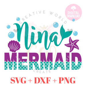 Nina Mermaid SVG |  Mermaid Birthday SVG