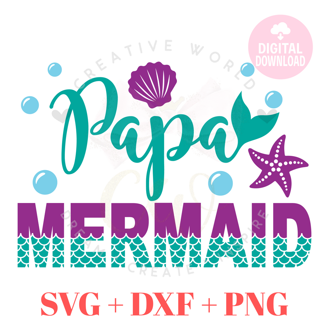 Papa Mermaid SVG | Mermaid Birthday SVG