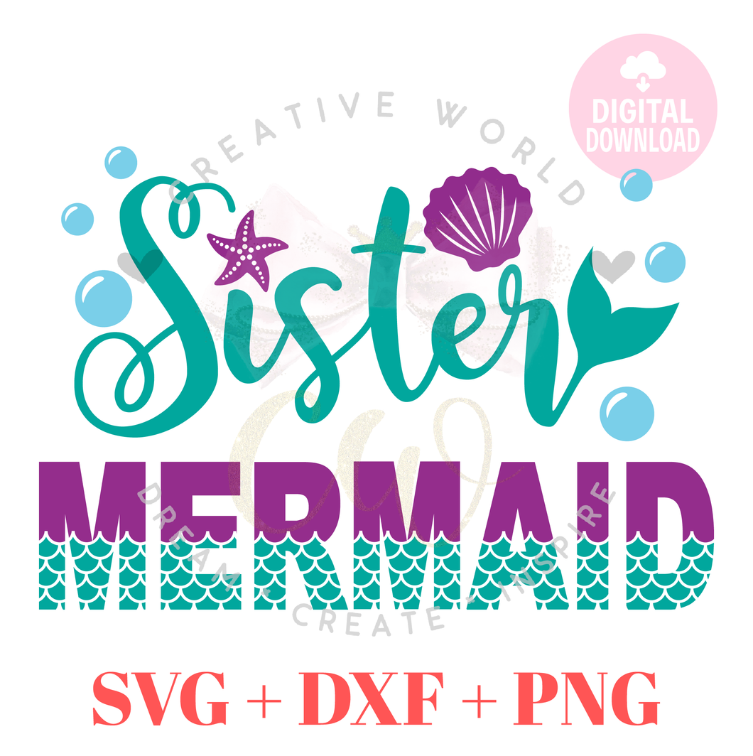 Sister Mermaid SVG | Mermaid Birthday SVG