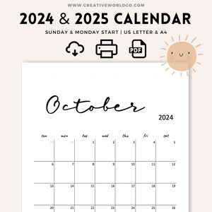 Minimalist 2024 Yearly Calendar | CWCA005