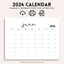 Load image into Gallery viewer, Minimalist 2024 Yearly Calendar | CWCA020
