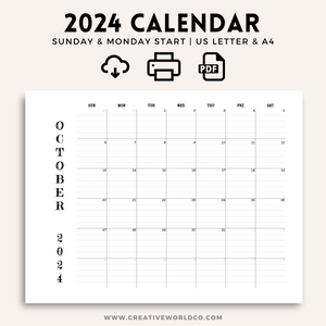 Minimalist 2024 Yearly Calendar | CWCA016