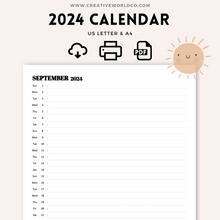 Load image into Gallery viewer, Minimalist 2024 Yearly Calendar | CWCA015
