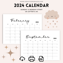 Load image into Gallery viewer, Minimalist 2024 Yearly Calendar | CWCA006
