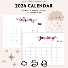 Load image into Gallery viewer, Minimalist 2024 Yearly Calendar | CWCA008
