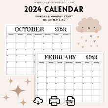 Load image into Gallery viewer, Minimalist 2024 Yearly Calendar | CWCA018
