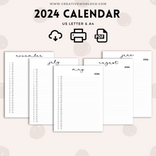 Load image into Gallery viewer, Minimalist 2024 Yearly Calendar | CWCA023
