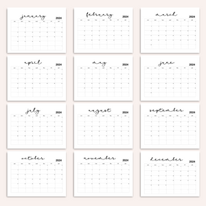 Minimalist 2024 Yearly Calendar | CWCA020