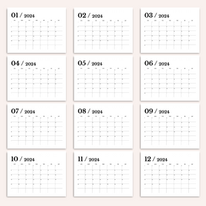 Minimalist 2024 Yearly Calendar | CWCA007