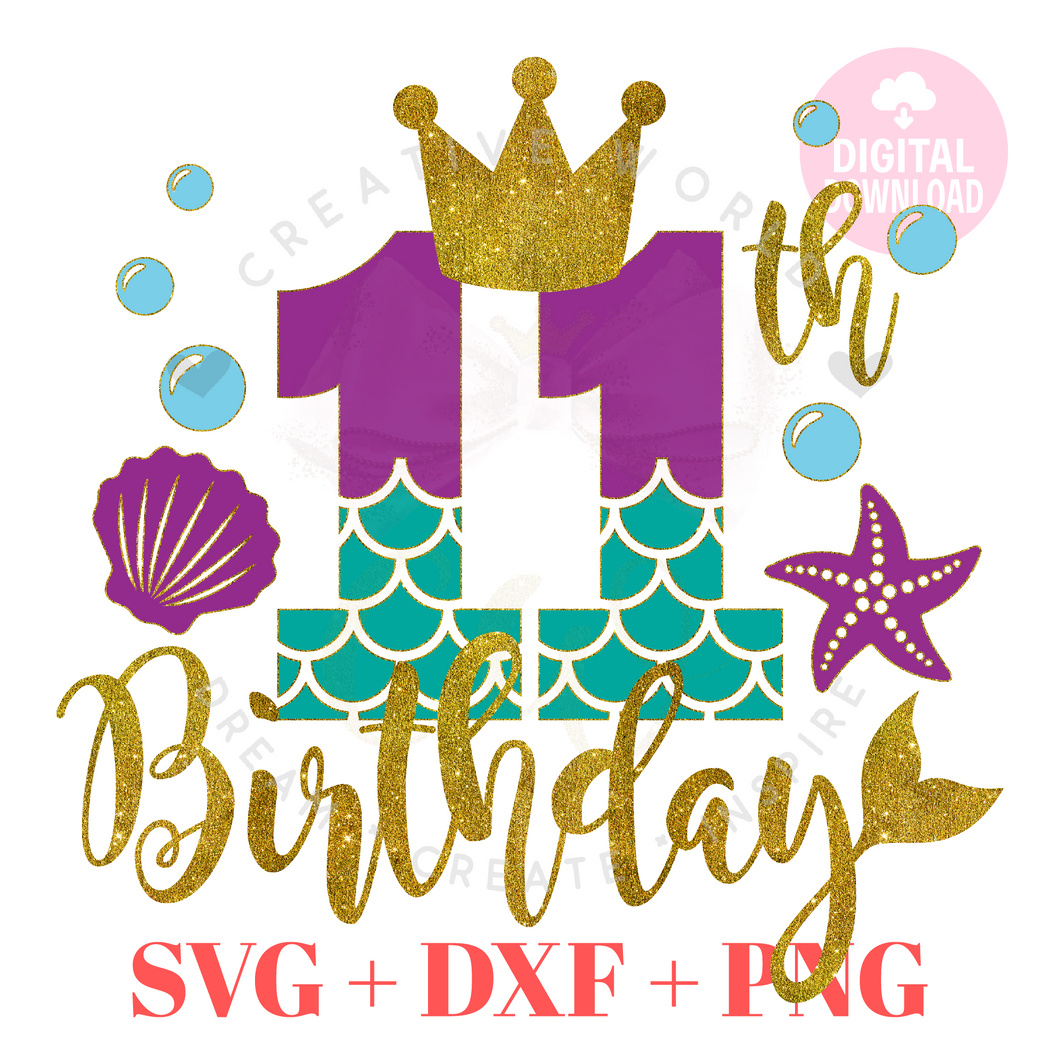 11th Birthday Mermaid SVG | Mermaid Eleven