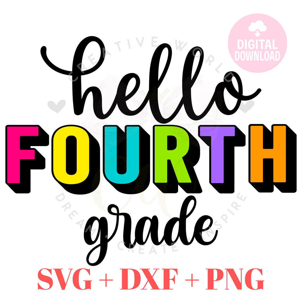 Hello Fourth Grade svg | Back to School svg