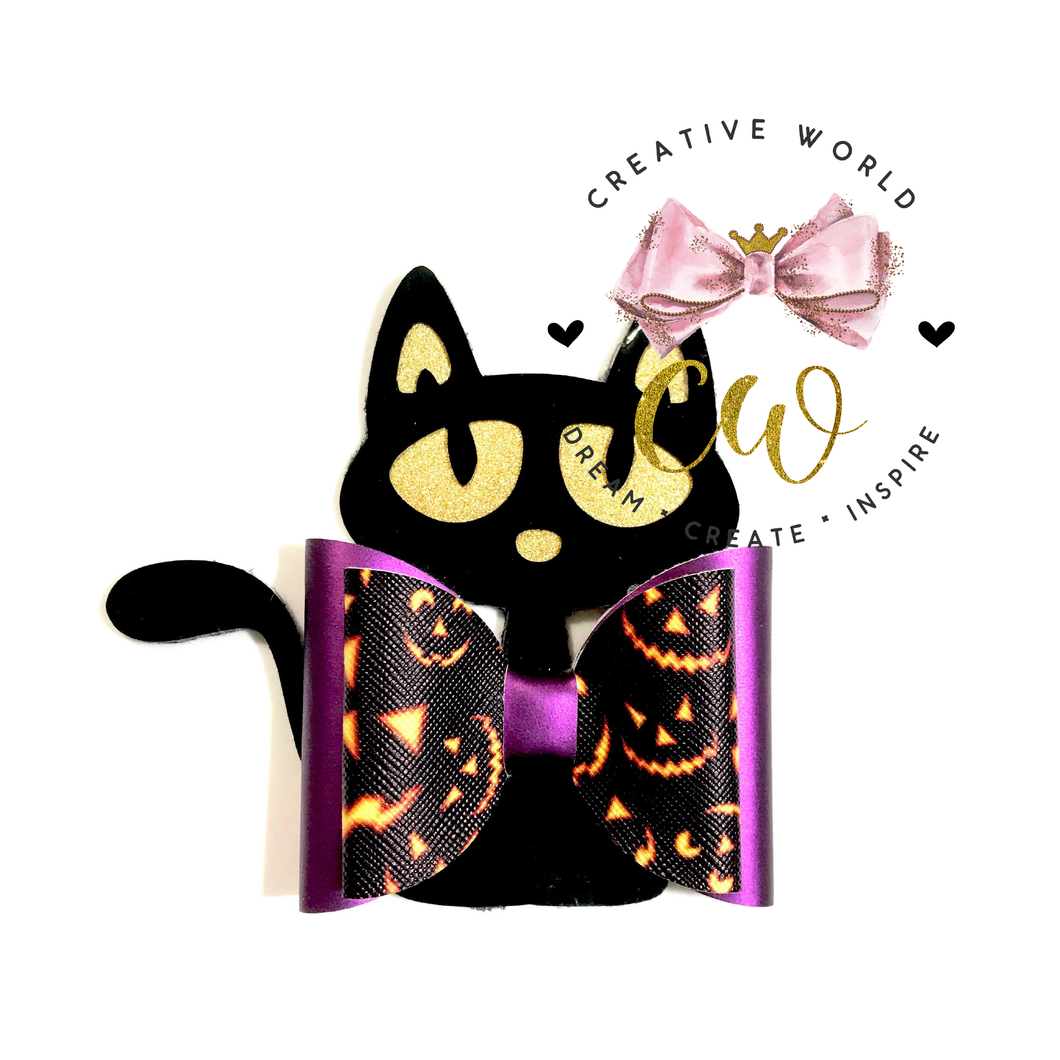 New Black Cat Hair Bow Template | CWC150