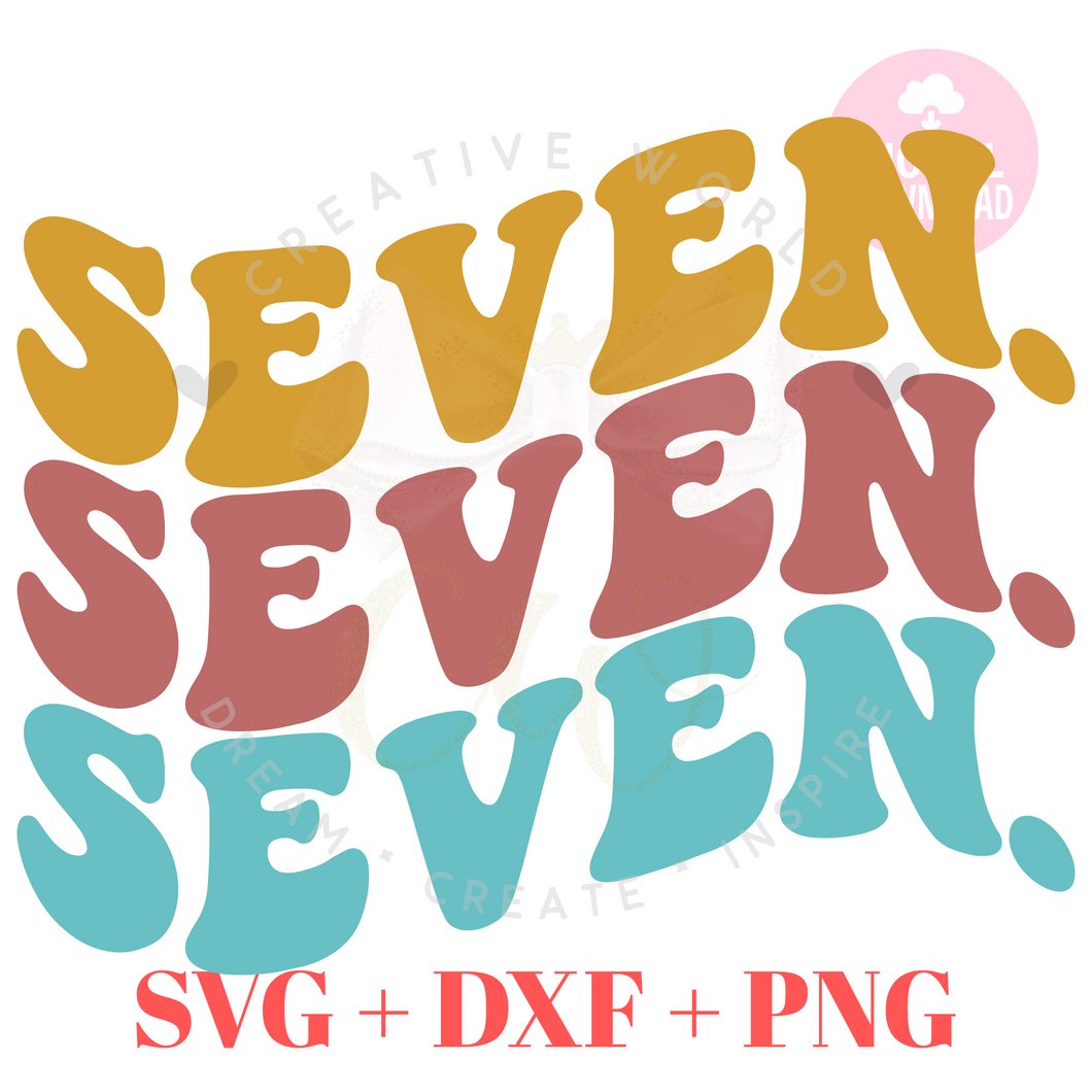 Seven Birthday svg | Seven svg | Wave Seven svg | 7th Birthday svg | Boho