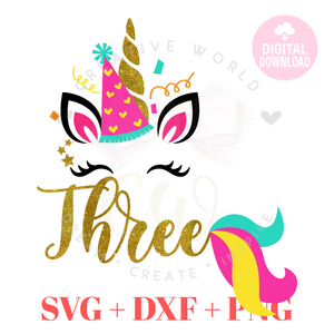 My 3rd Birthday Unicorn SVG