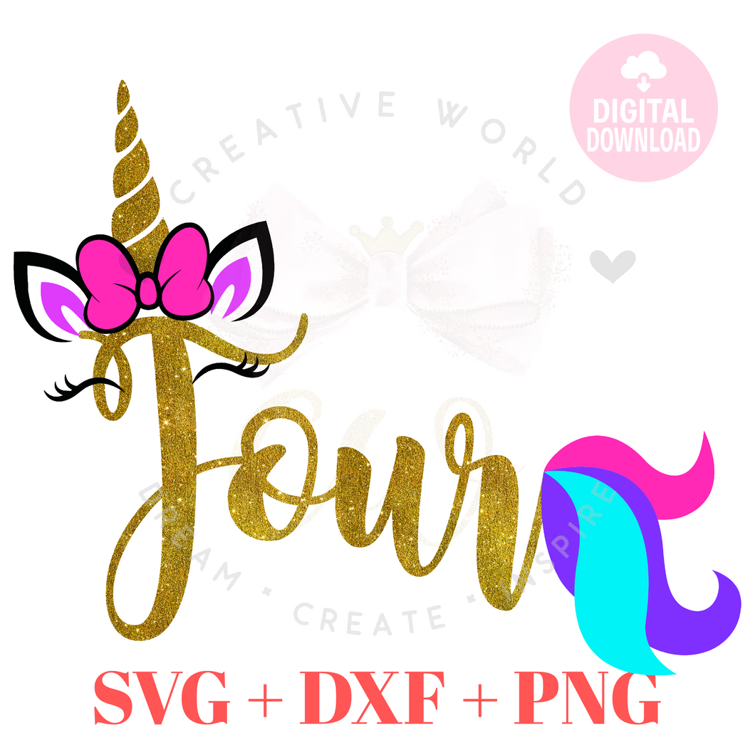 My 4th Birthday Unicorn SVG