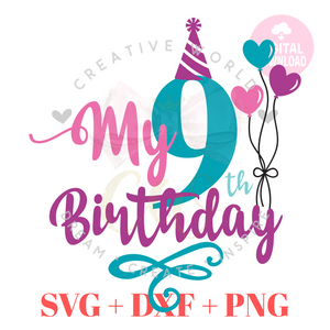 My 9th Birthday svg | Nine Birthday svg