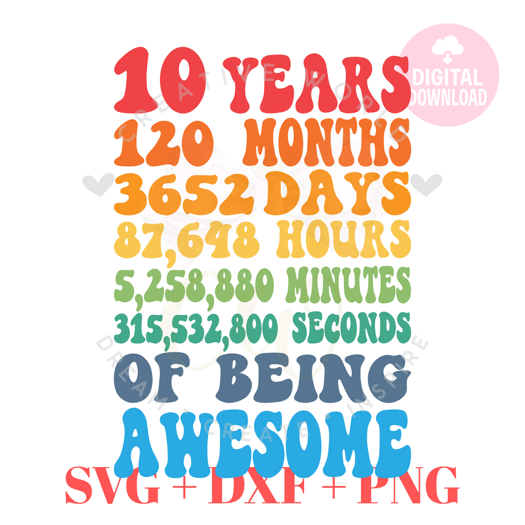 10th Years Birthday SVG