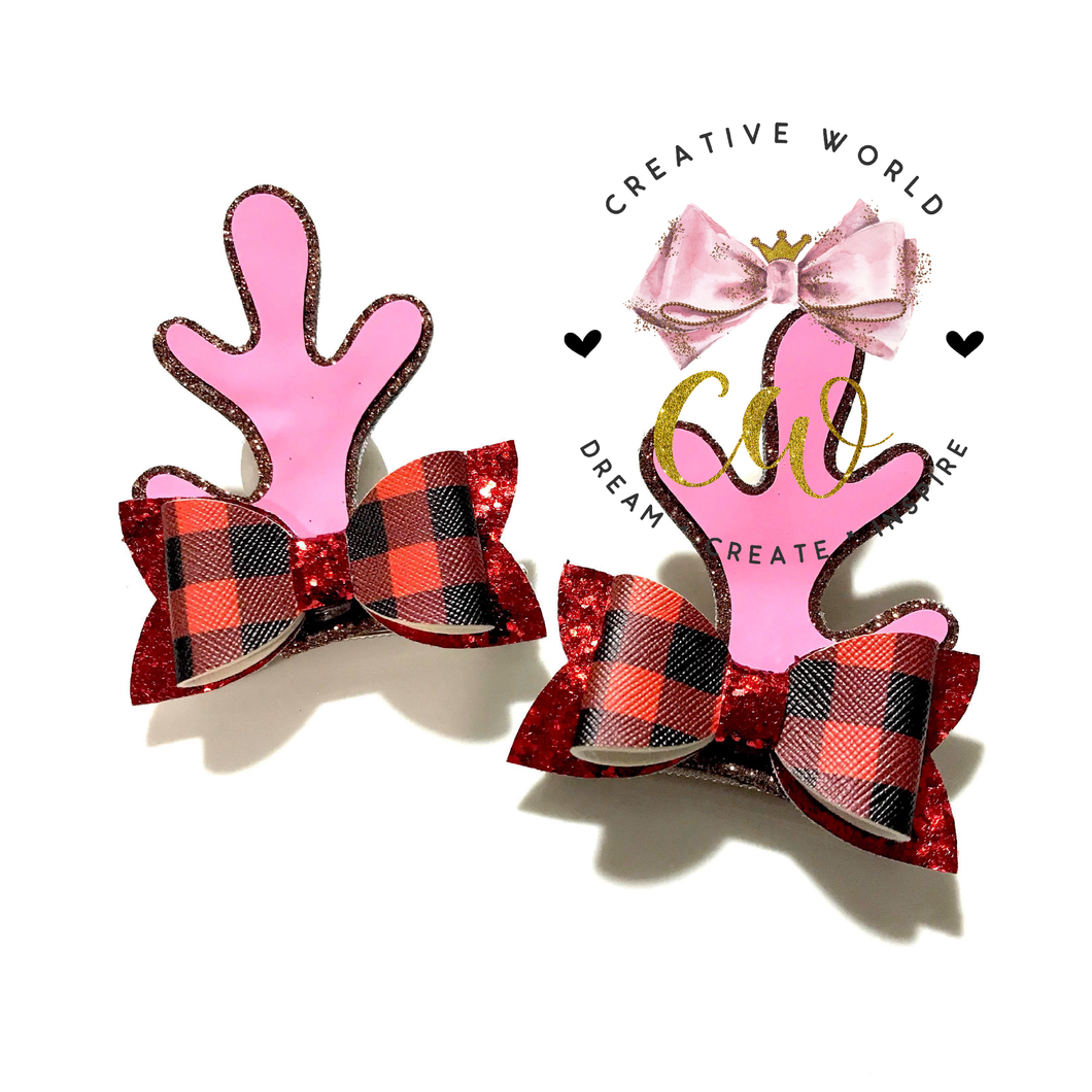 Reindeer Antler Hair Clip Hair Bow Template | CWC105