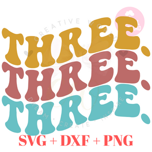 Three Birthday svg | Three svg | Wave Three svg | 3rd Birthday svg | Boho