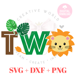 Two | Lion Two Birthday SVG | Baby Boy 2nd Birthday SVG