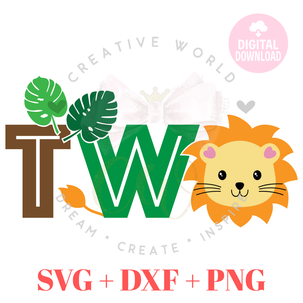 Two | Lion Two Birthday SVG | Baby Boy 2nd Birthday SVG