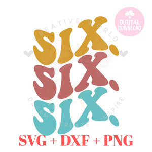 Six Birthday svg | Six svg | Wave Six svg | 6th Birthday svg | Boho