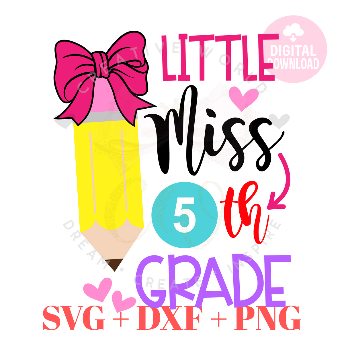 Little Miss 5th Grade svg | Back to School svg | 5th Grade svg ...