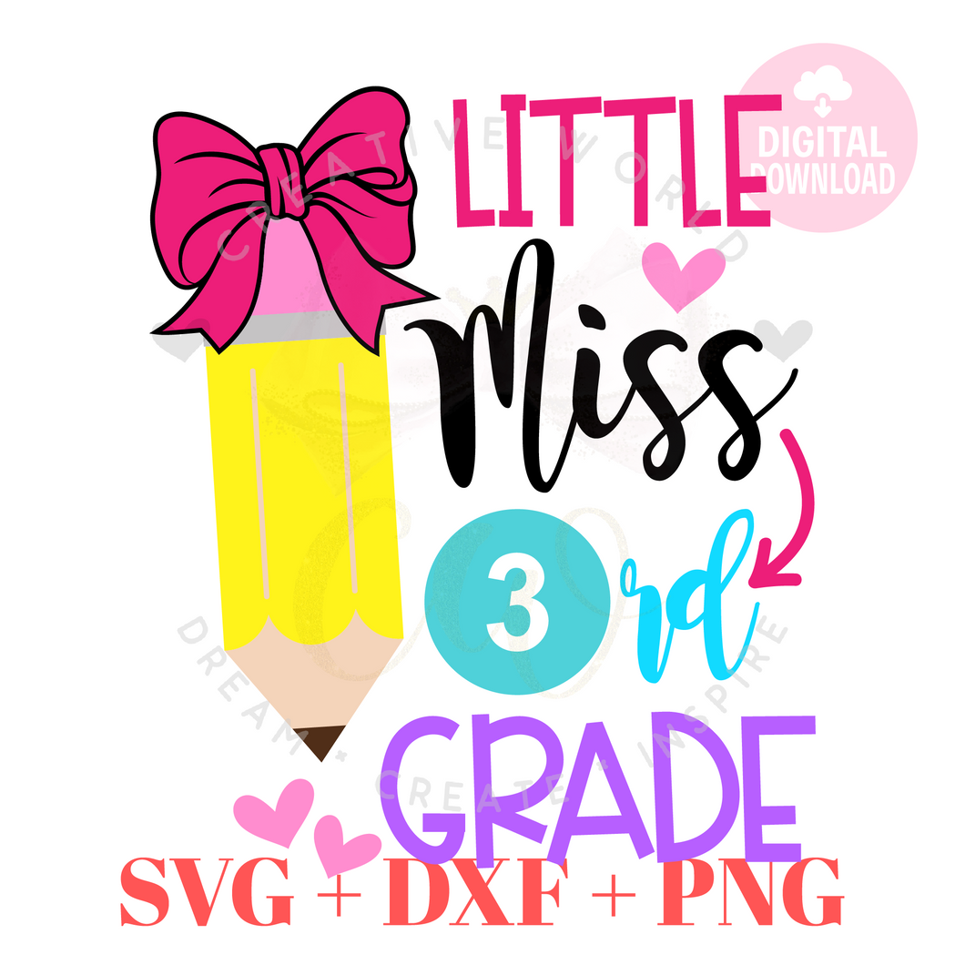 Little Miss 3rd Grade svg | Back to School svg