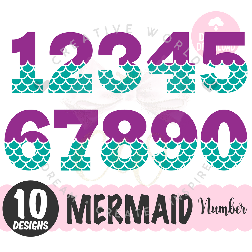 Bundle Mermaid Birthday Girl 1-10 svg | Mermaid Birthday Girl SVG