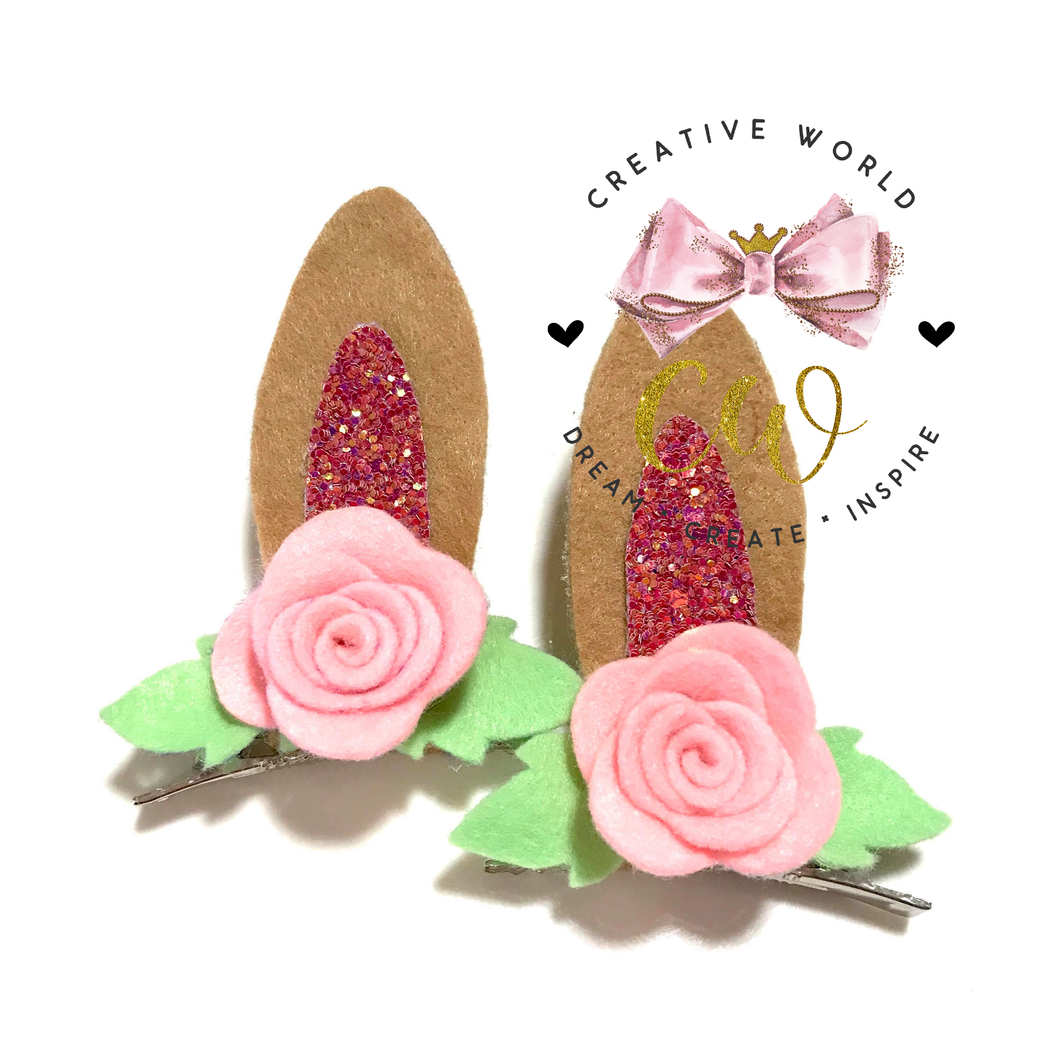 Flower Bunny Ear Hair Bow Template | CWC133
