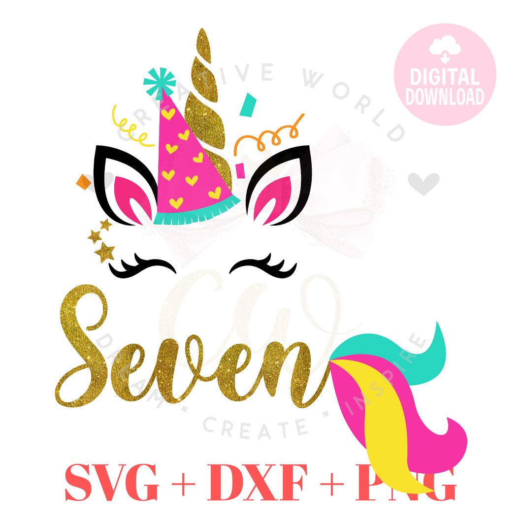 My 7th Birthday Unicorn SVG