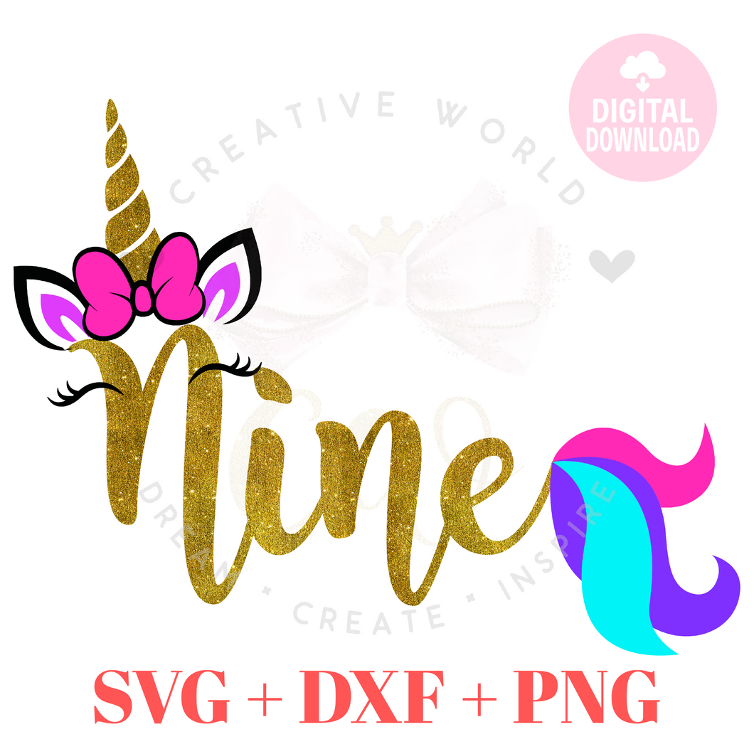 My 9th Birthday Unicorn SVG