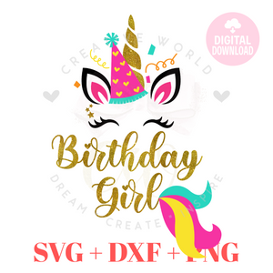 Birthday Girl Unicorn SVG